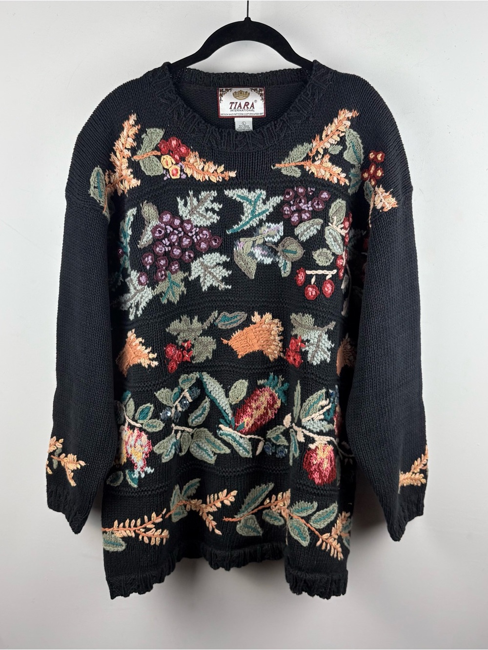 Tiara International Vintage 90s Heirloom Collectibles Floral Fall Sweater